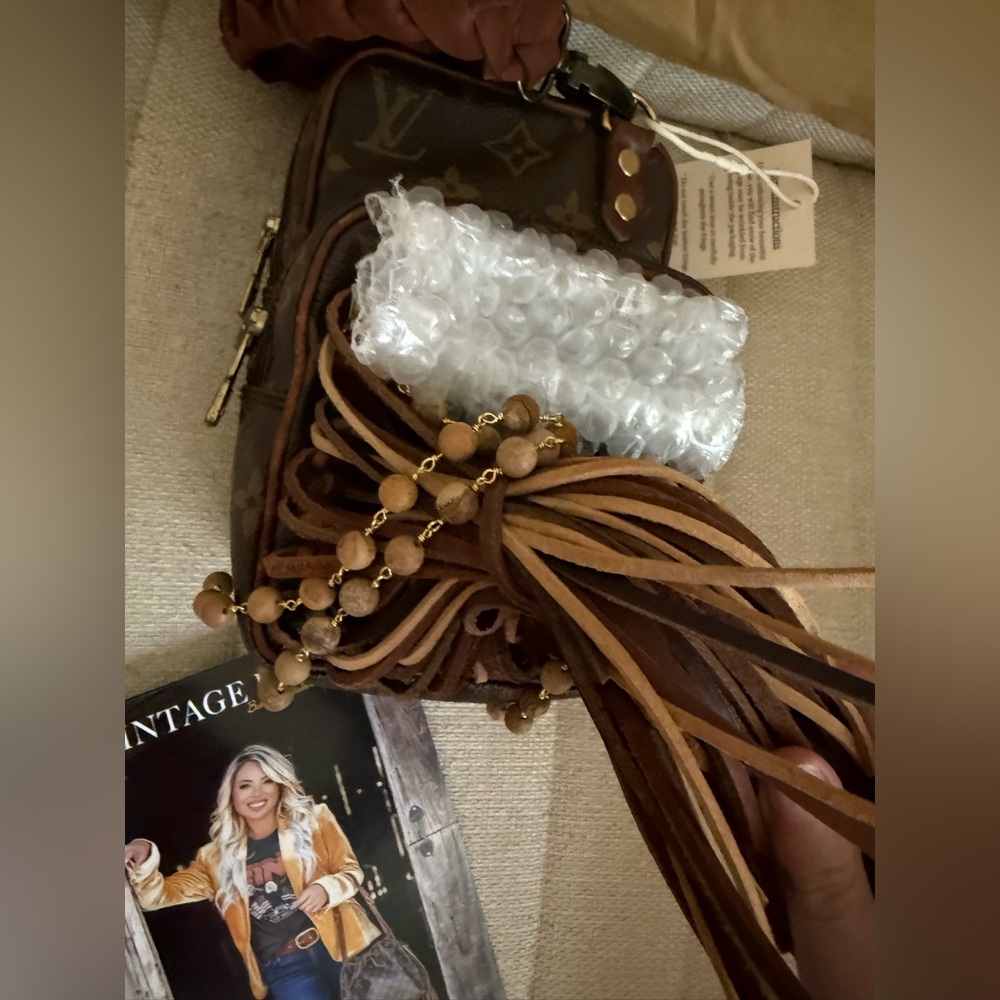 NEW Vintage Boho Bag Revamped Louis Vuitton sidekick crossbody bag with fringe - Picture 6 of 14
